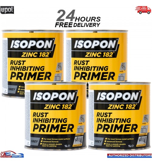 4x U-POL DAVIDS ISOPON ZINC 182 Rust Inhibiting Primer 1k 1L Z182/1 UPOL
